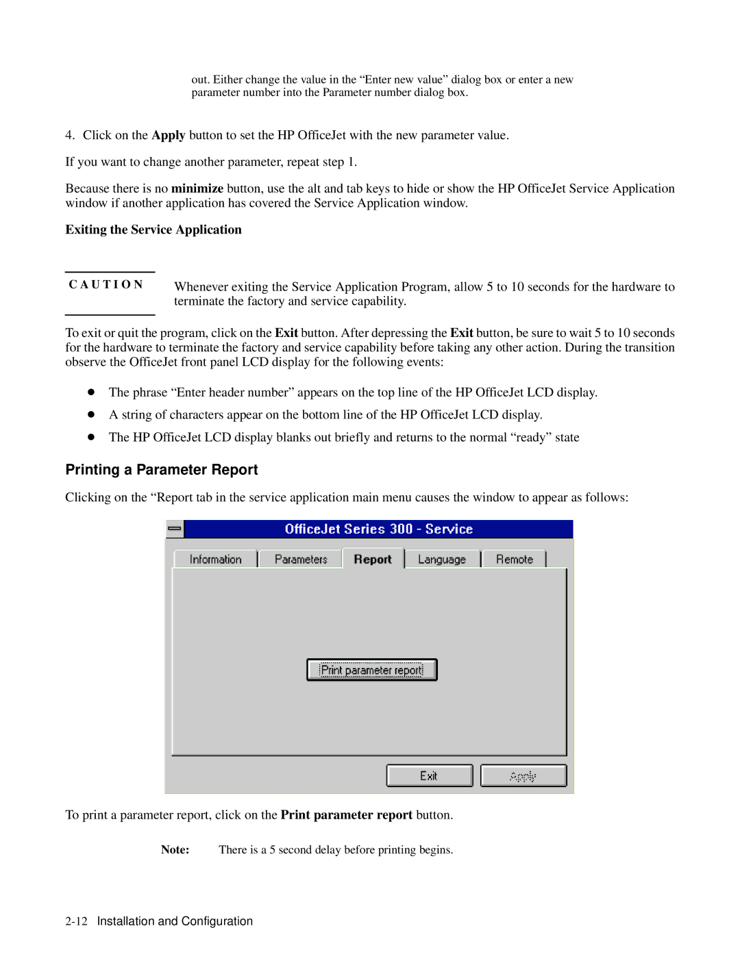 HP 350, 330 manual Printing a Parameter Report 