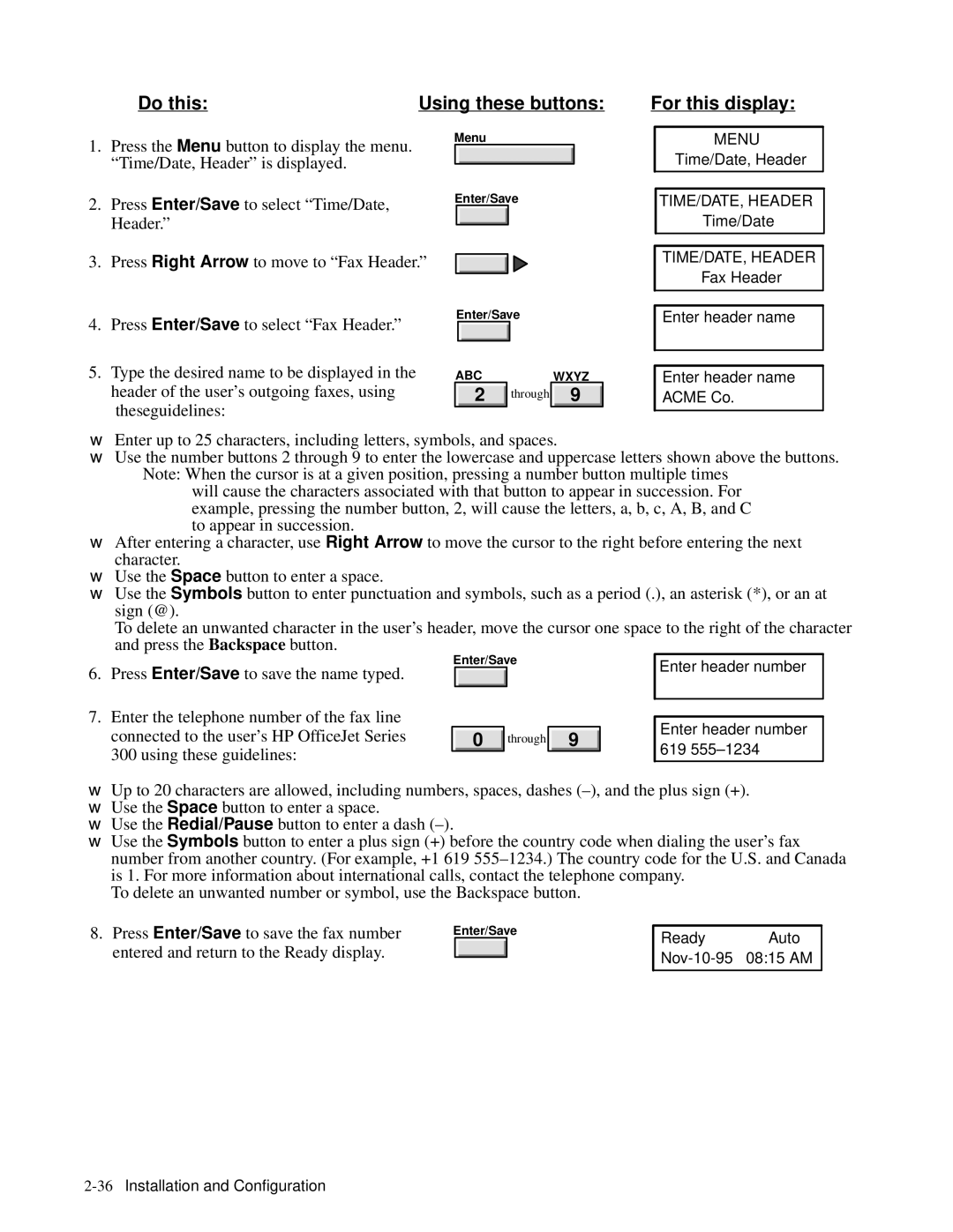 HP 350, 330 manual Header of the user’s outgoing faxes 