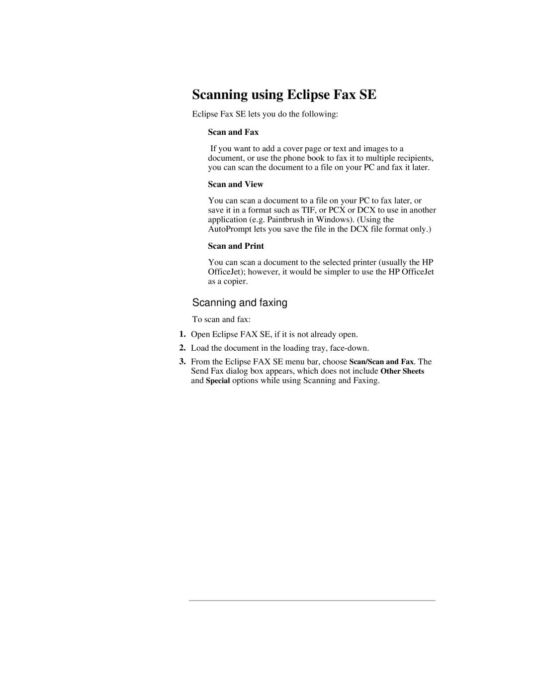 HP 330, 350 manual Scanning using Eclipse Fax SE, Scanning and faxing 