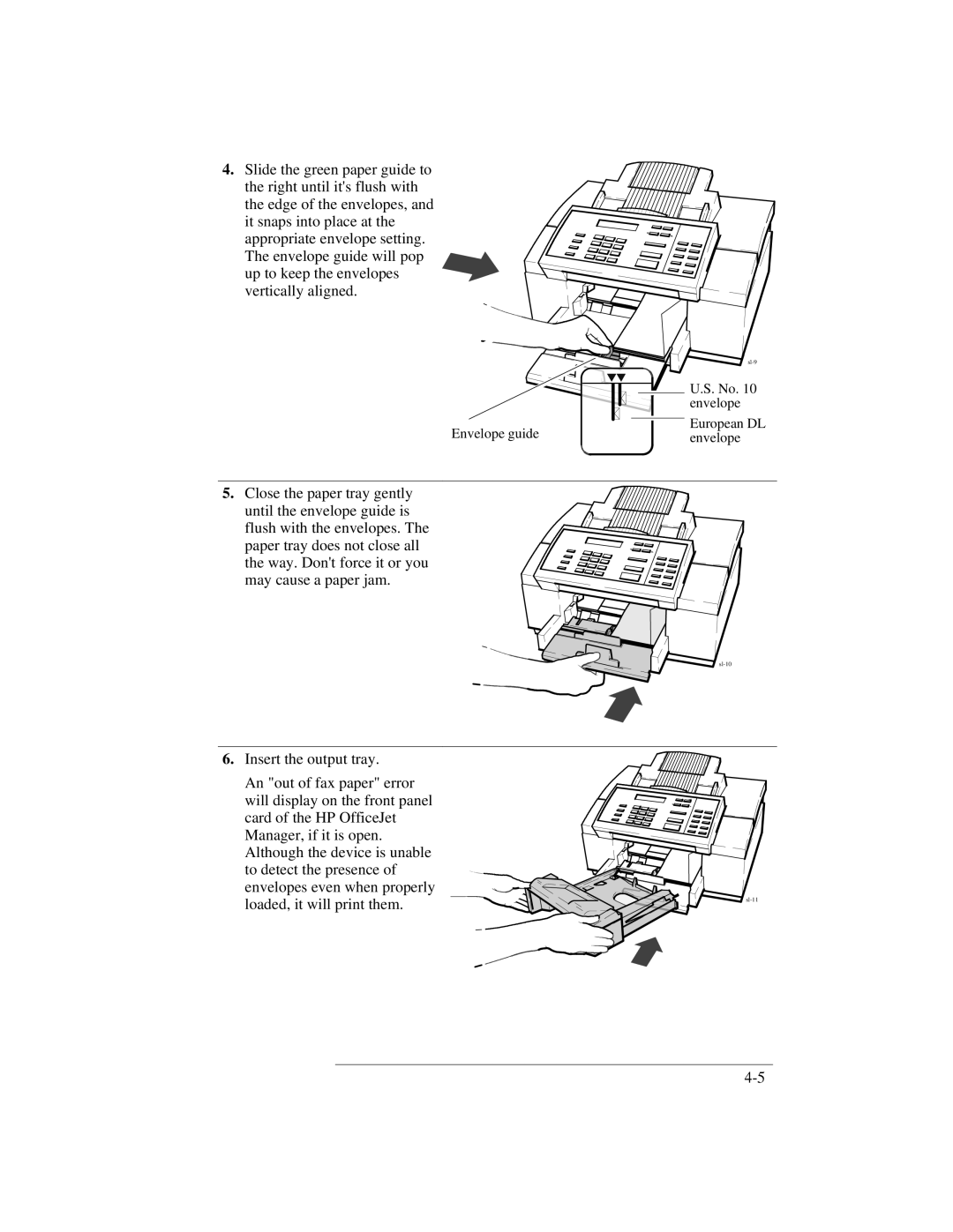 HP 330, 350 manual Envelope guide 