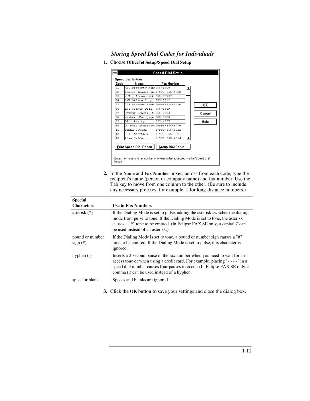 HP 350, 330 manual Storing Speed Dial Codes for Individuals, Choose OfficeJet Setup/Speed Dial Setup 