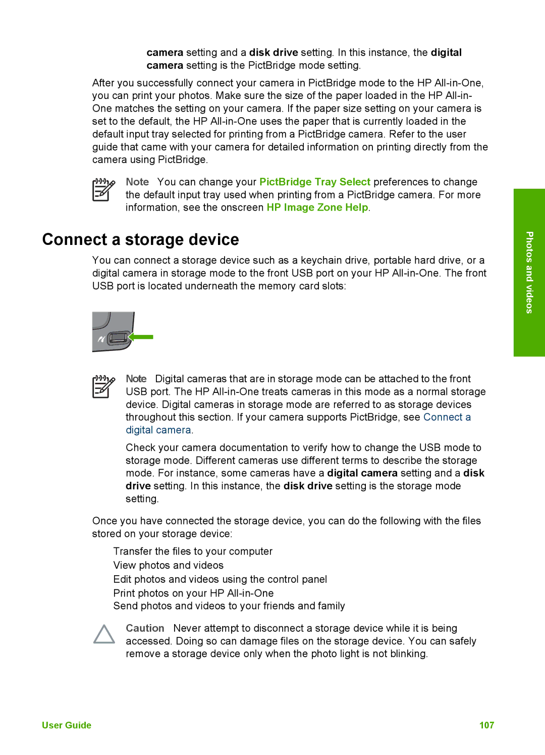 HP 3300 manual Connect a storage device 