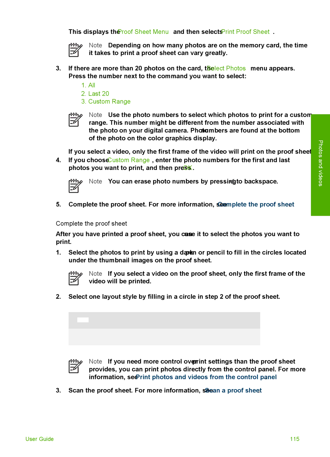 HP 3300 manual All Last Custom Range, Complete the proof sheet 