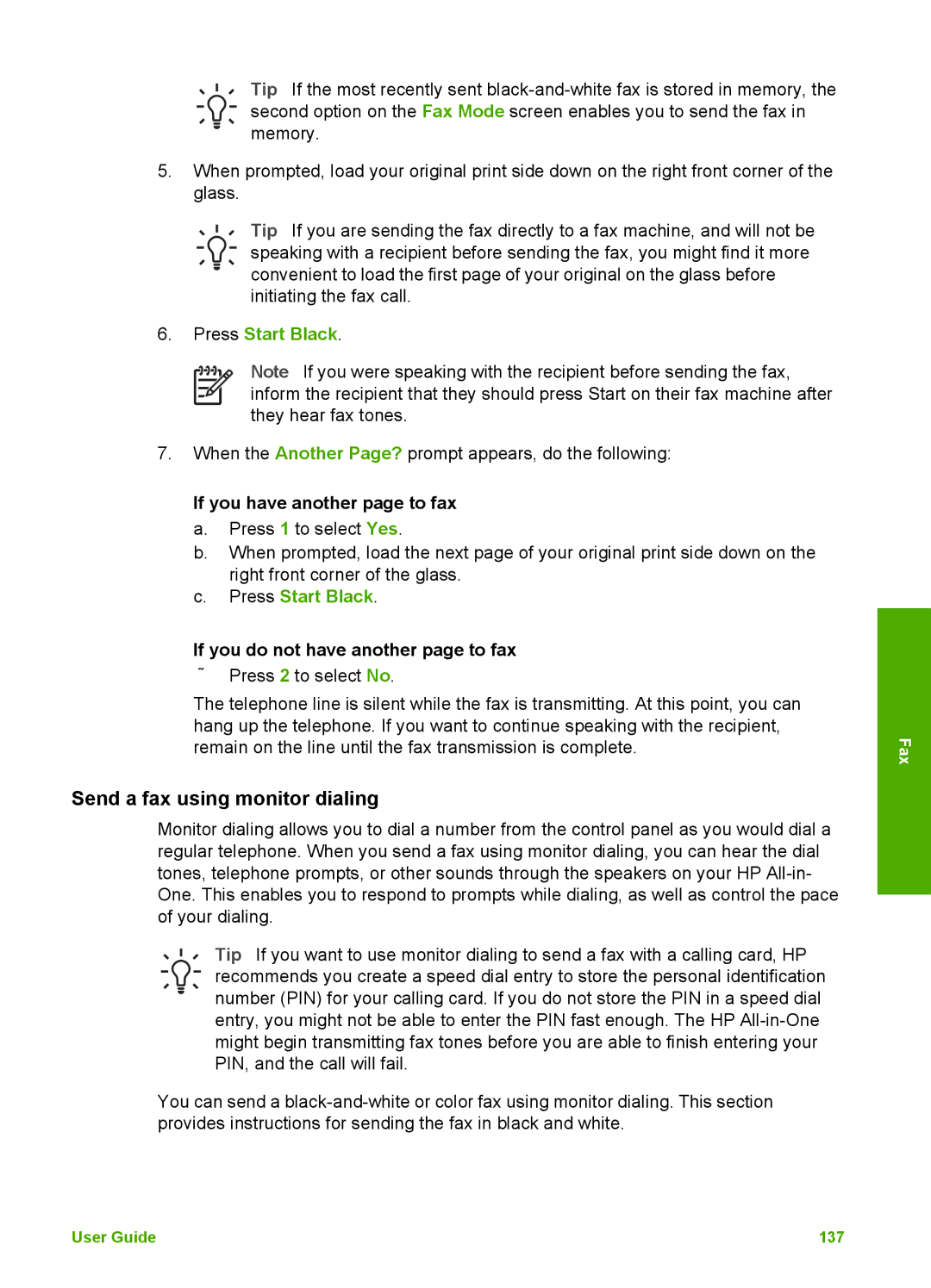 HP 3300 manual Send a fax using monitor dialing 