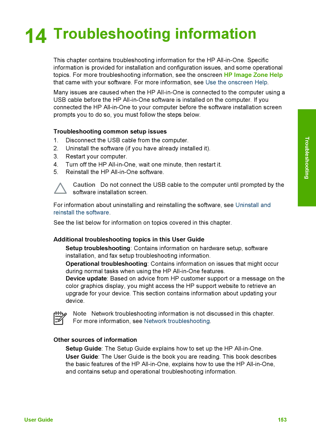 HP 3300 manual Troubleshooting information, Troubleshooting common setup issues, Other sources of information 