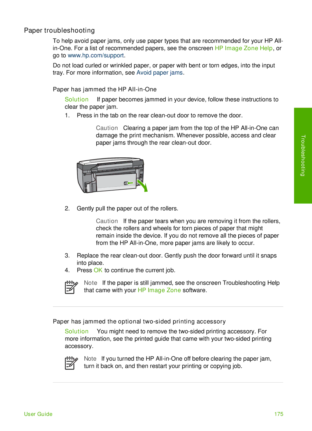 HP 3300 manual Paper troubleshooting, Paper has jammed the HP All-in-One 