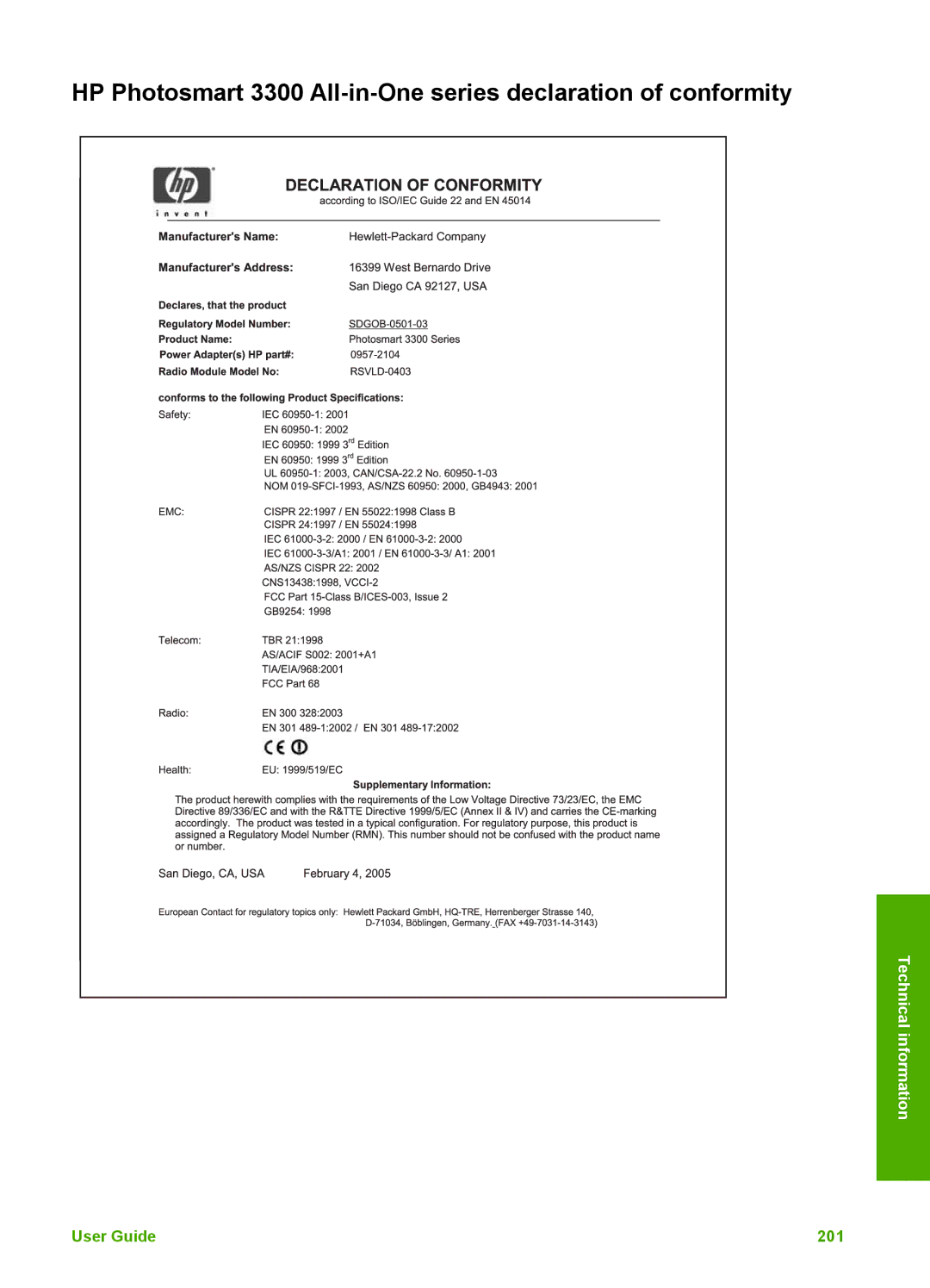 HP 3300 manual User Guide 201 