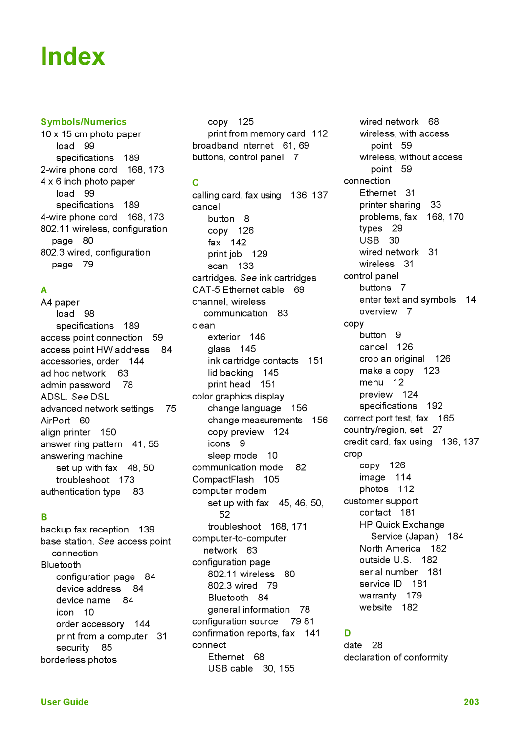HP 3300 manual Index, Symbols/Numerics 