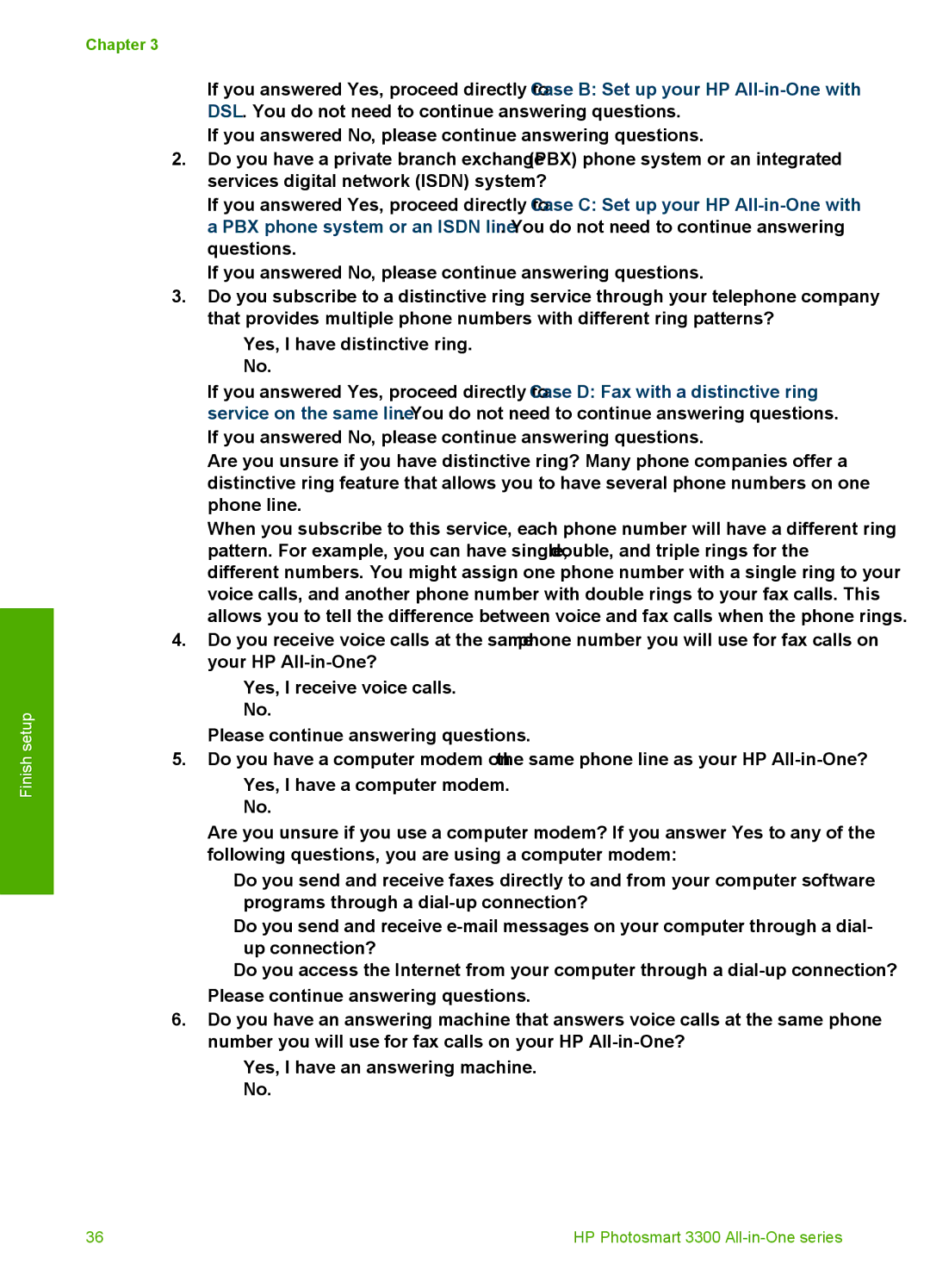 HP 3300 manual Finish setup 