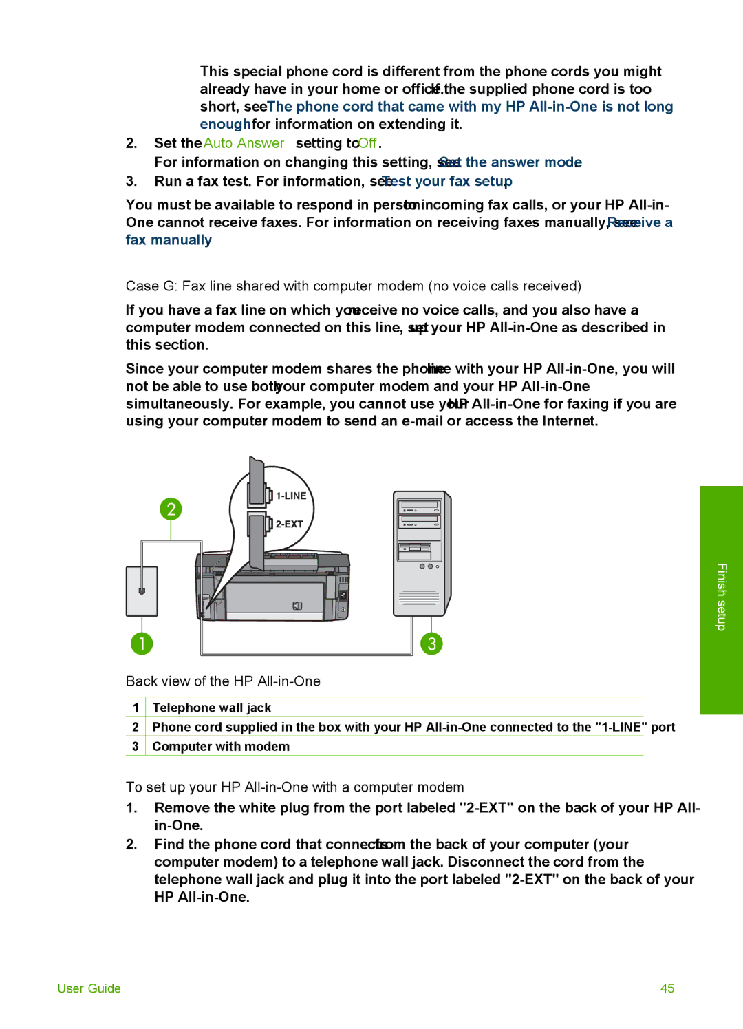 HP 3300 manual To set up your HP All-in-One with a computer modem 