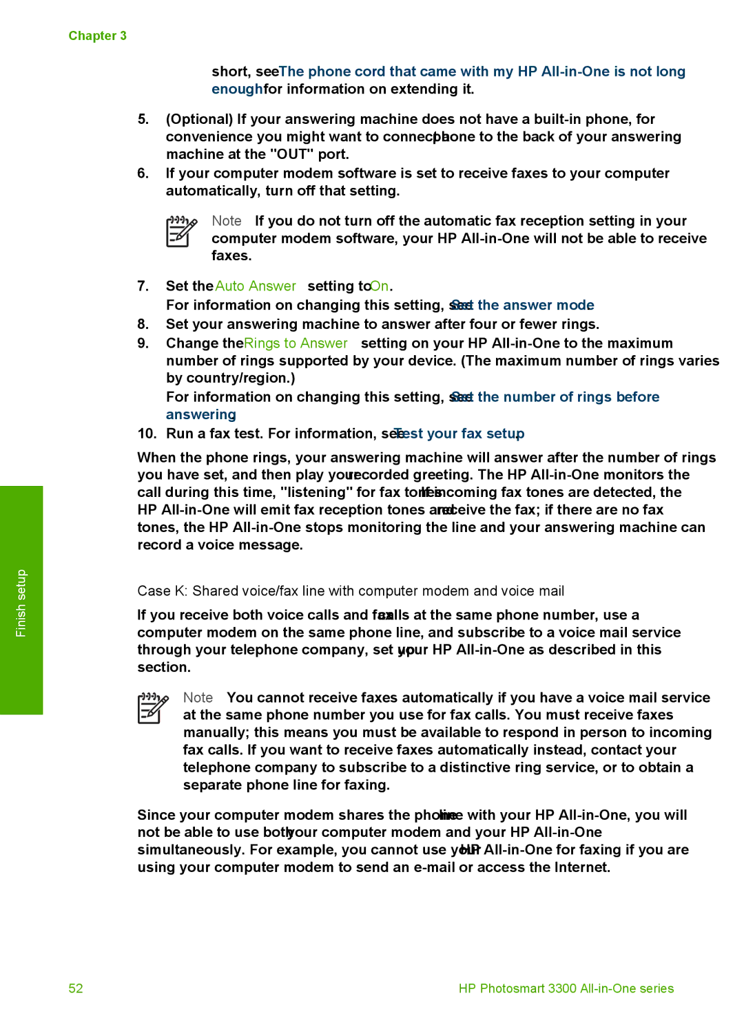 HP 3300 manual Finish setup 