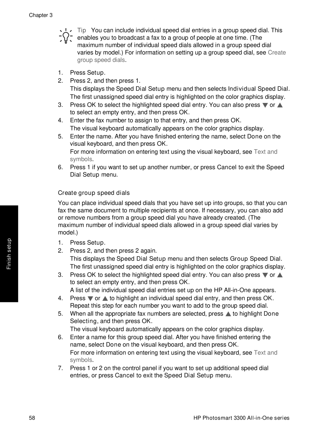 HP 3300 manual Create group speed dials 