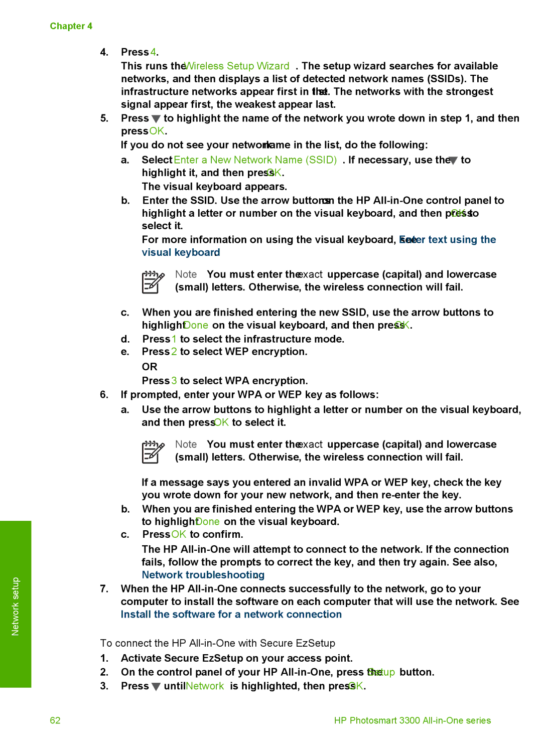 HP 3300 manual To connect the HP All-in-One with Secure EzSetup 