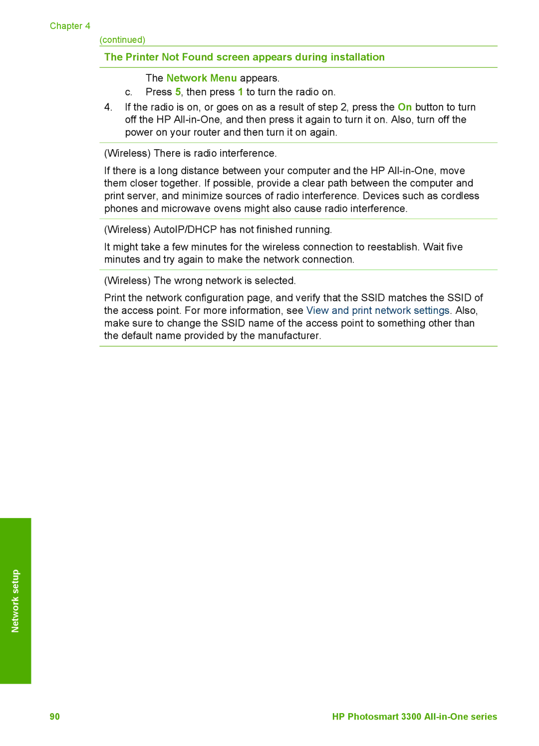 HP 3300 manual Network setup 