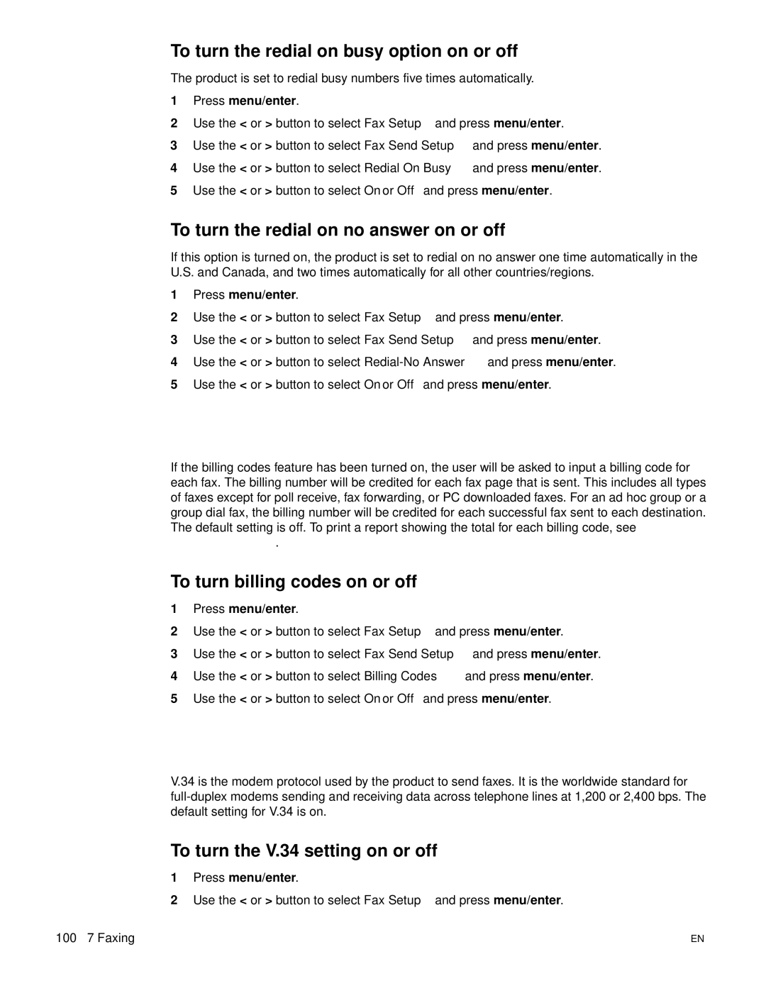 HP 3300mfp manual Using billing codes, Changing the V.34 setting 