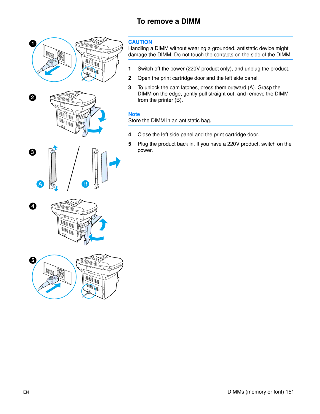 HP 3300mfp manual To remove a Dimm 