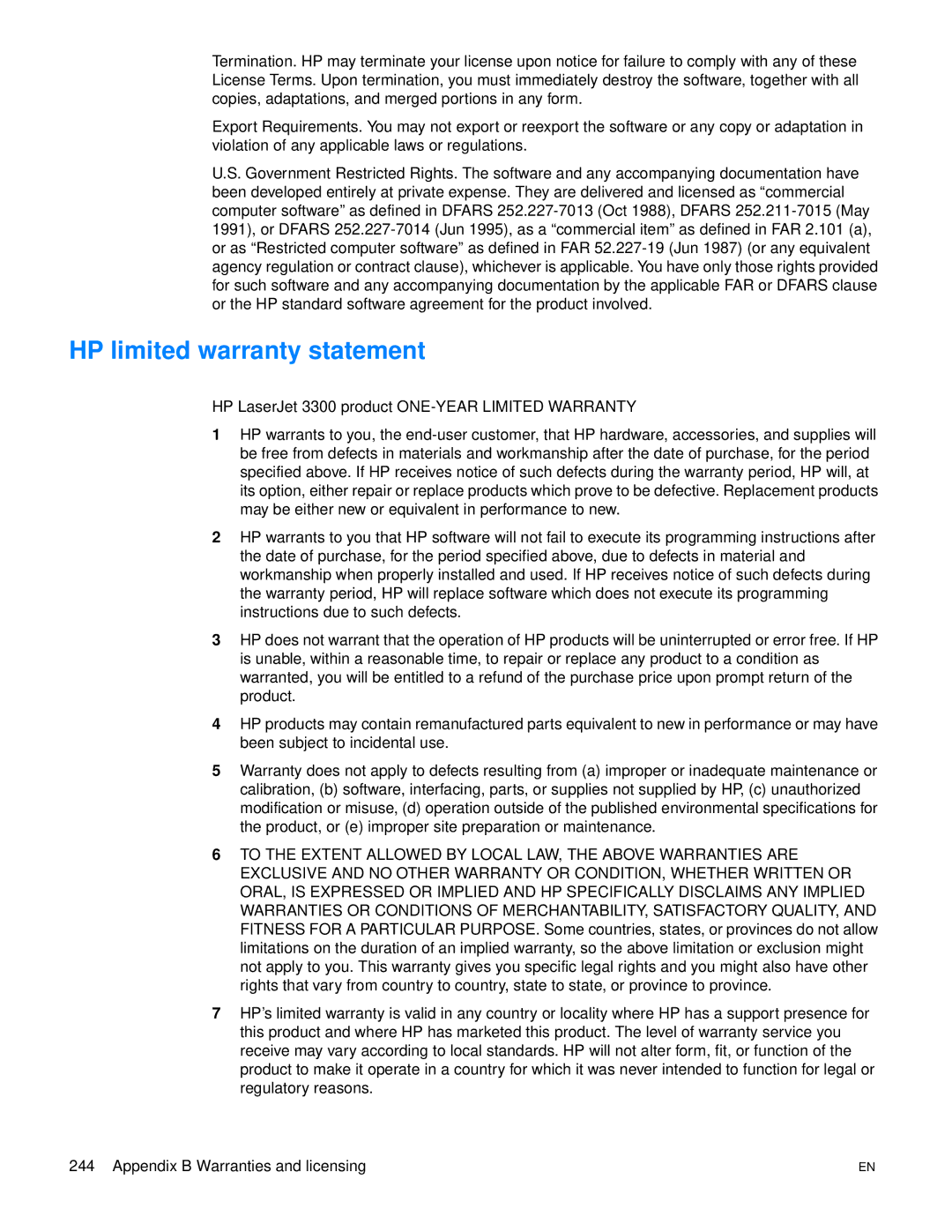 HP 3300mfp manual HP limited warranty statement 