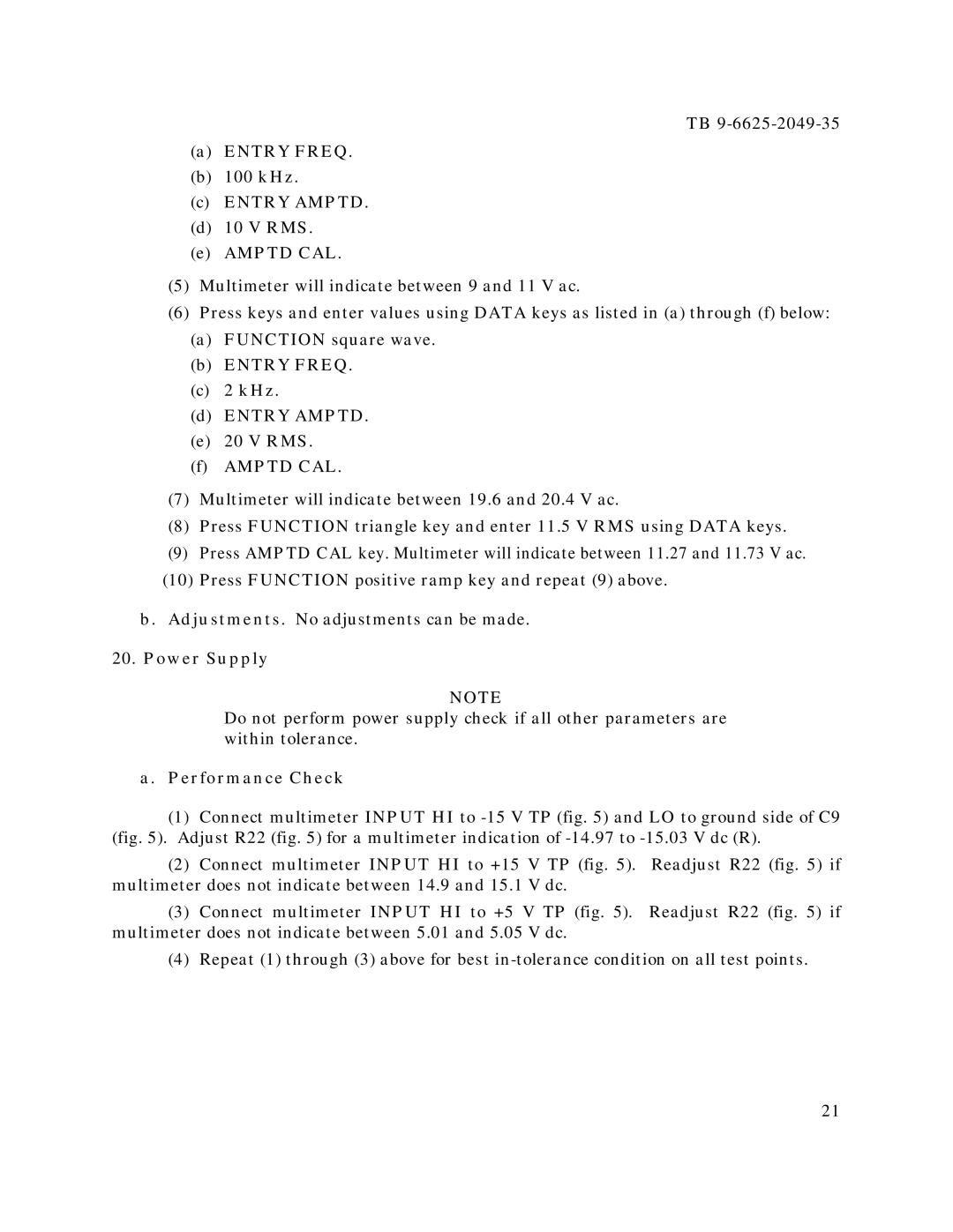 HP 3325A, 3325B manual Entry Freq 100 kHz Entry Amptd RMS Amptd CAL, Entry Freq KHz Entry Amptd RMS Amptd CAL, Power Supply 