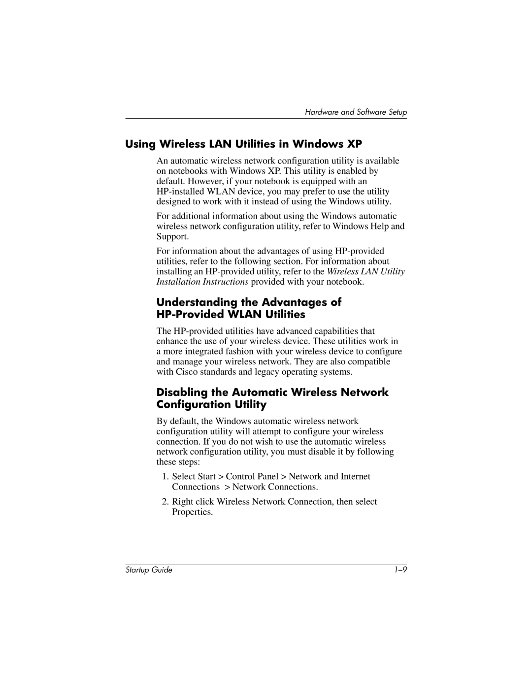 HP 333953-001 manual Using Wireless LAN Utilities in Windows XP 