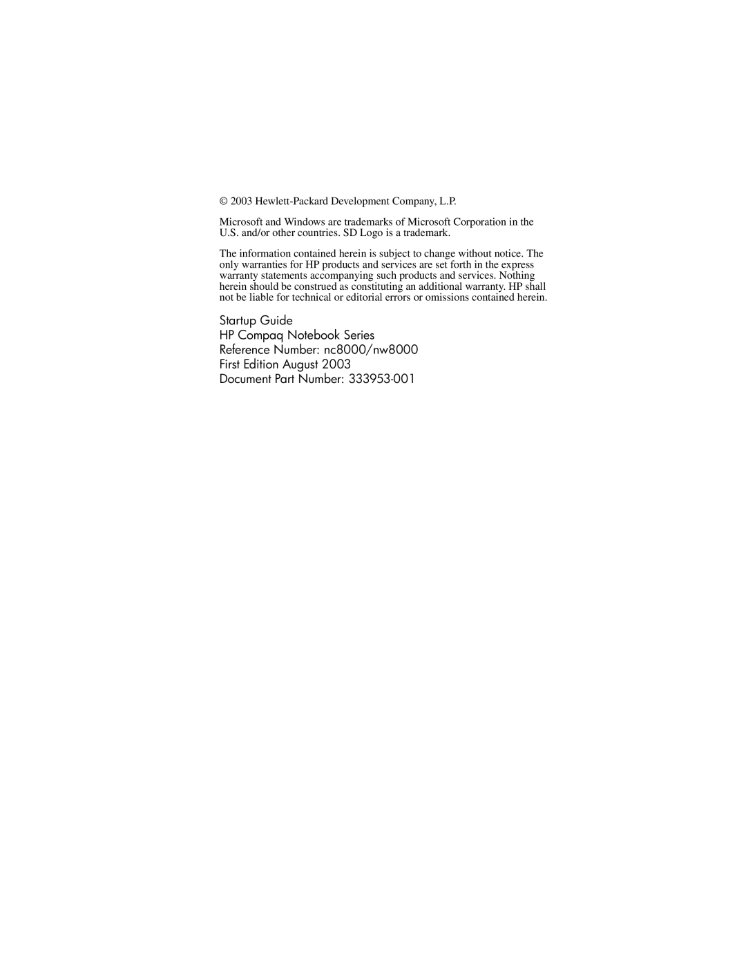 HP 333953-001 manual 