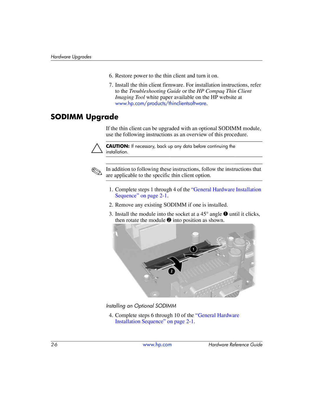 HP 334457003 manual Sodimm Upgrade 