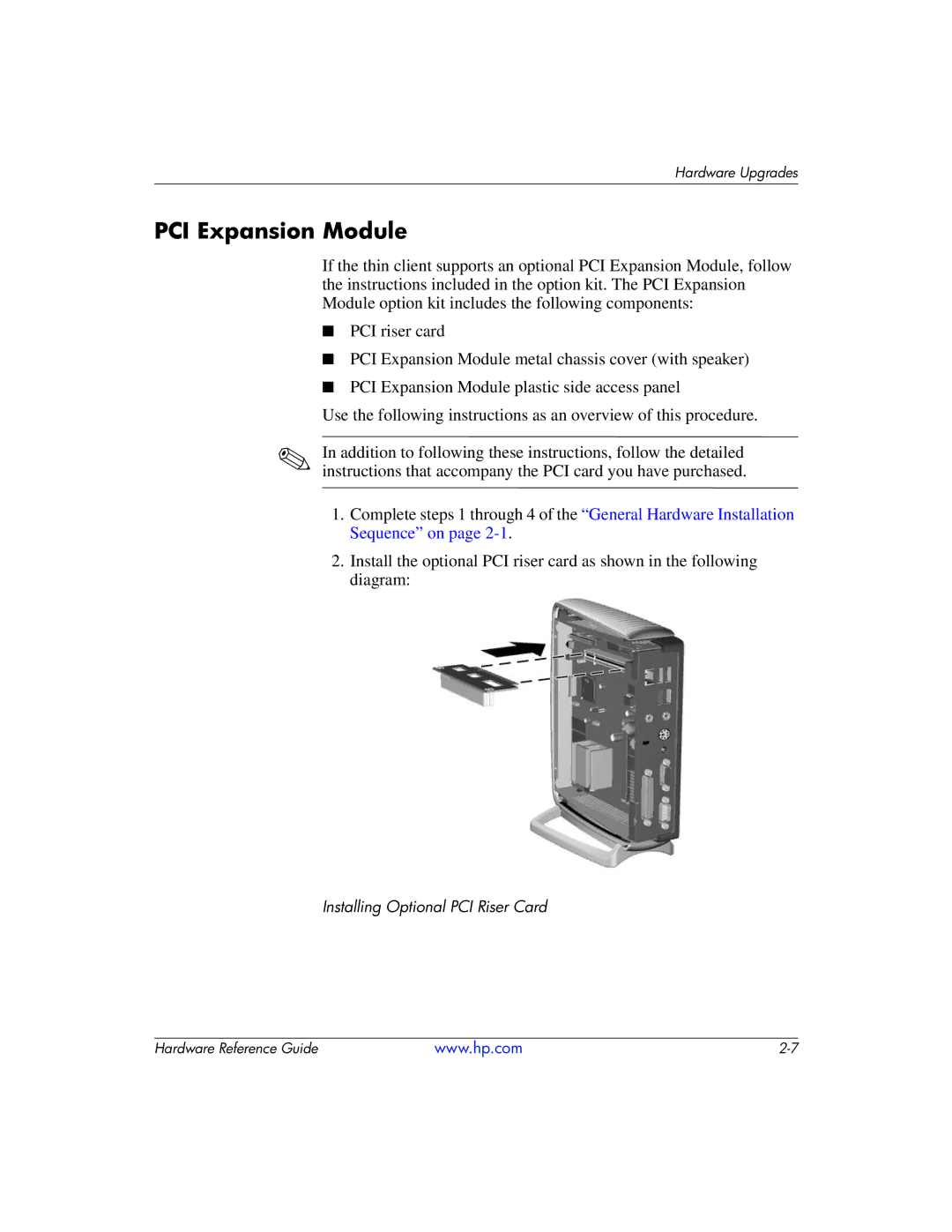 HP 334457003 manual PCI Expansion Module 