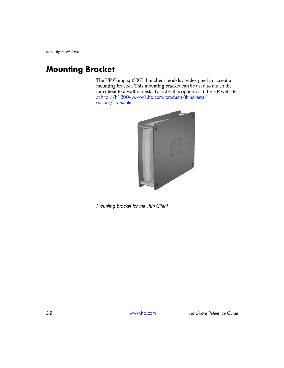 HP 334457003 manual Mounting Bracket 