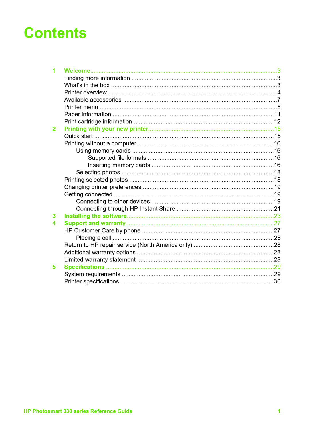 HP 335 Q6377A manual Contents 