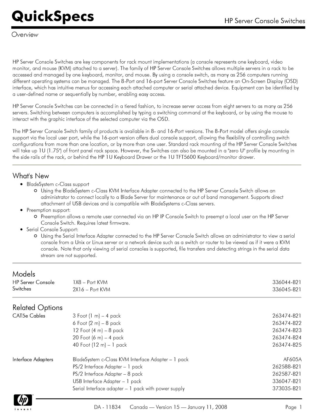 HP 336044-B21 manual Whats New, Models, Related Options, Overview 