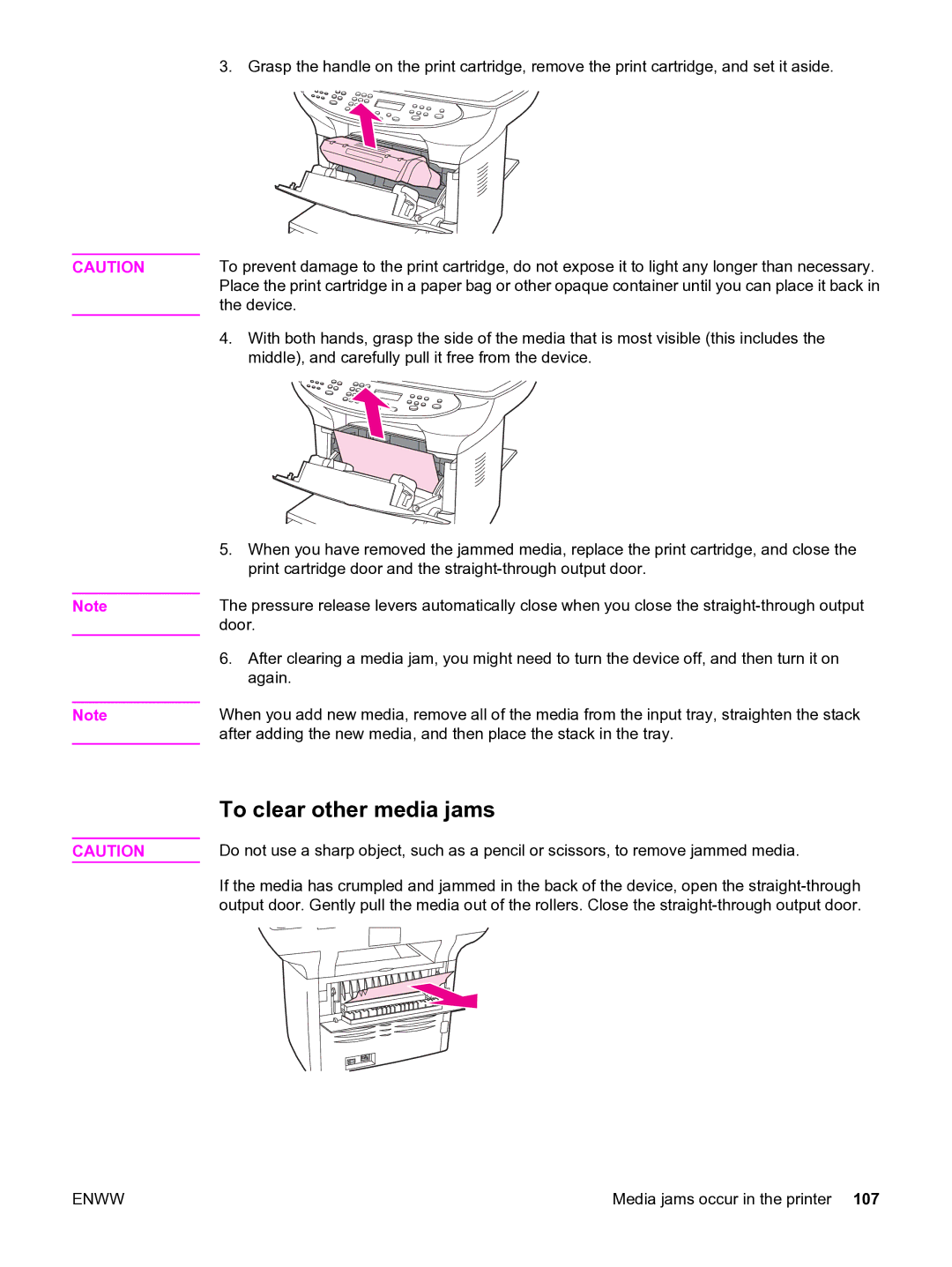 HP 3380 manual To clear other media jams 