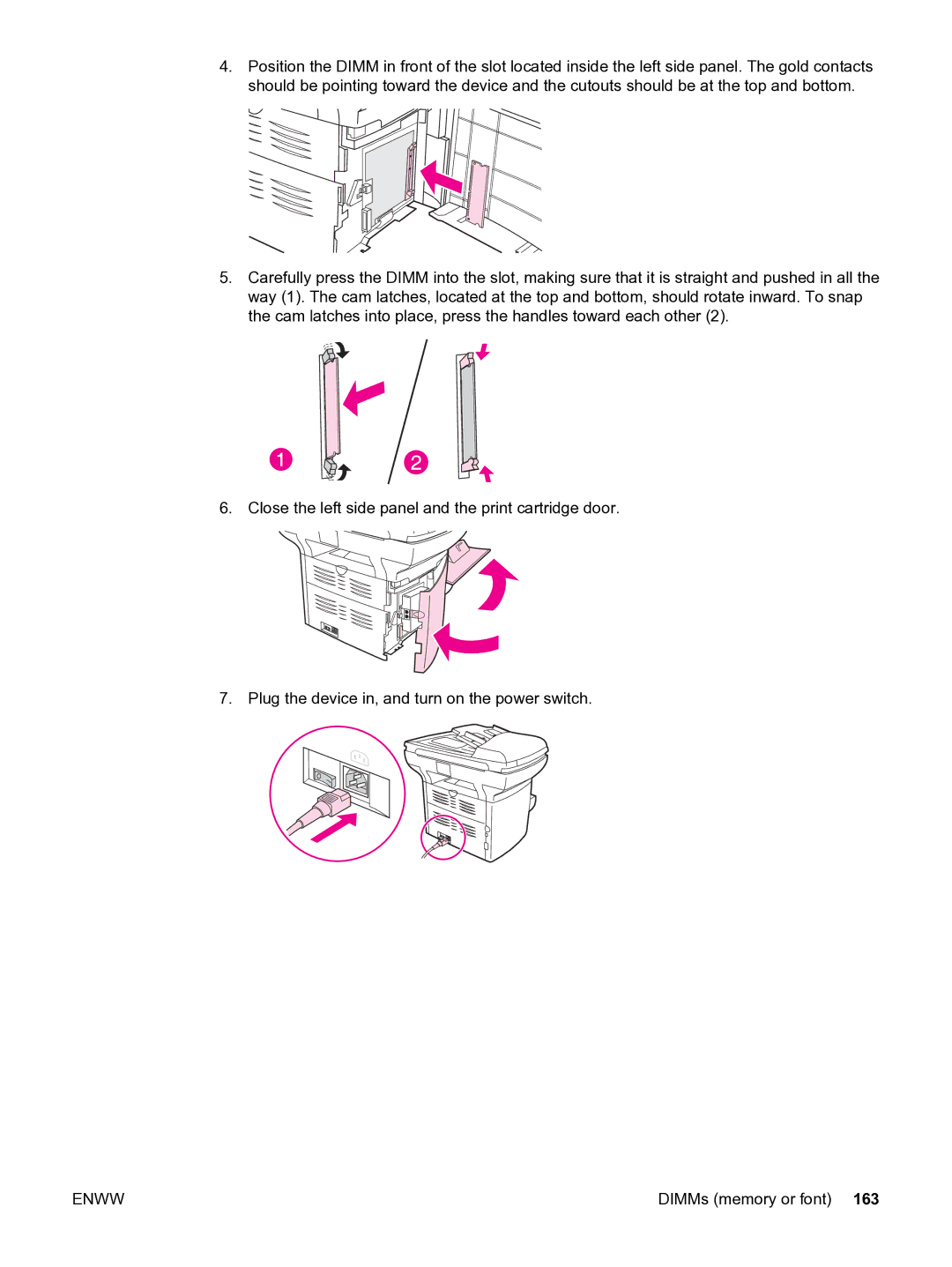 HP 3380 manual DIMMs memory or font 