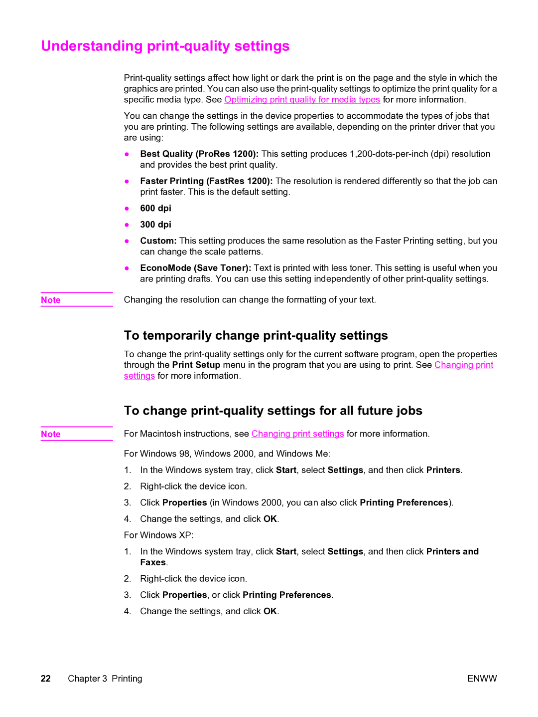 HP 3380 manual Understanding print-quality settings, To temporarily change print-quality settings 