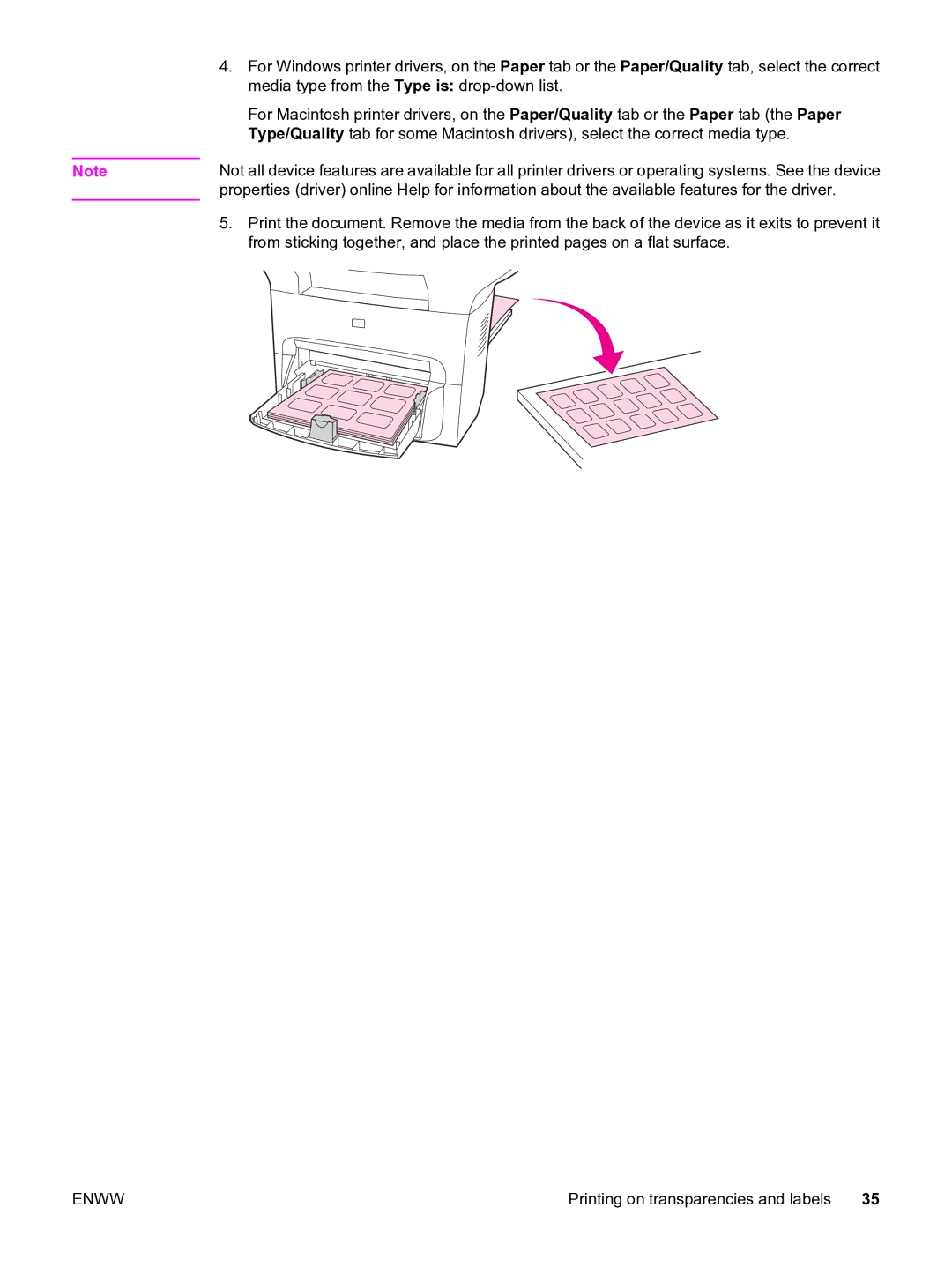 HP 3380 manual Media type from the Type is drop-down list 