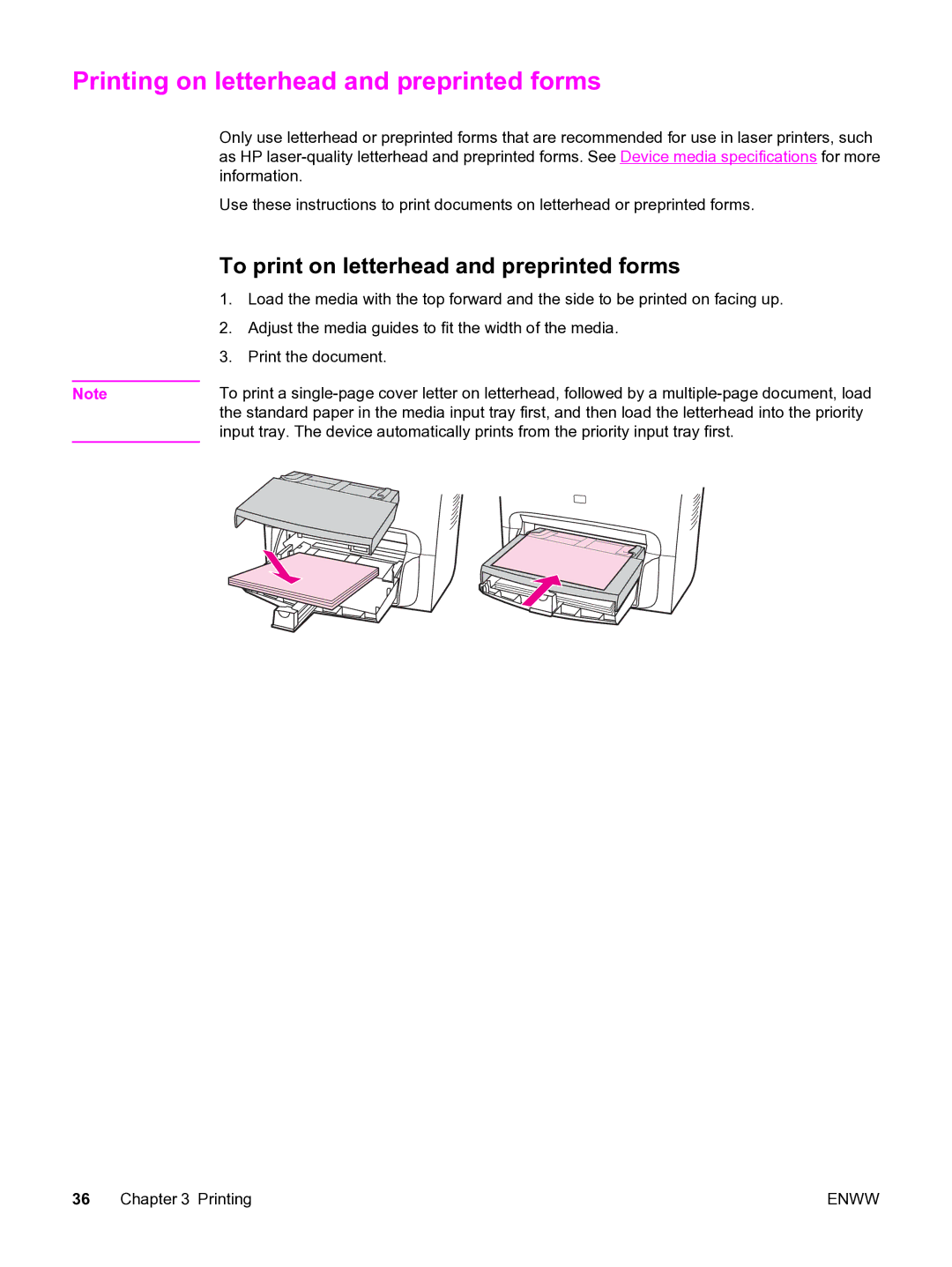 HP 3380 manual Printing on letterhead and preprinted forms, To print on letterhead and preprinted forms 