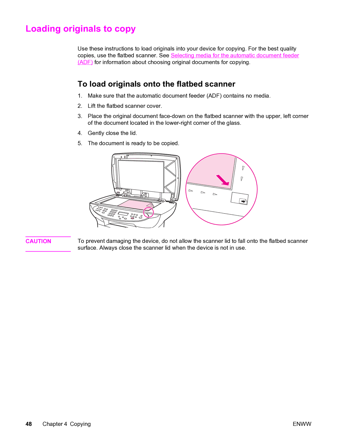 HP 3380 manual Loading originals to copy, To load originals onto the flatbed scanner 