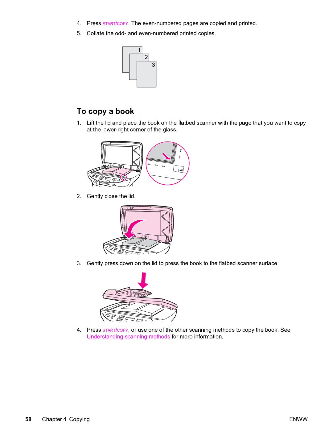 HP 3380 manual To copy a book 