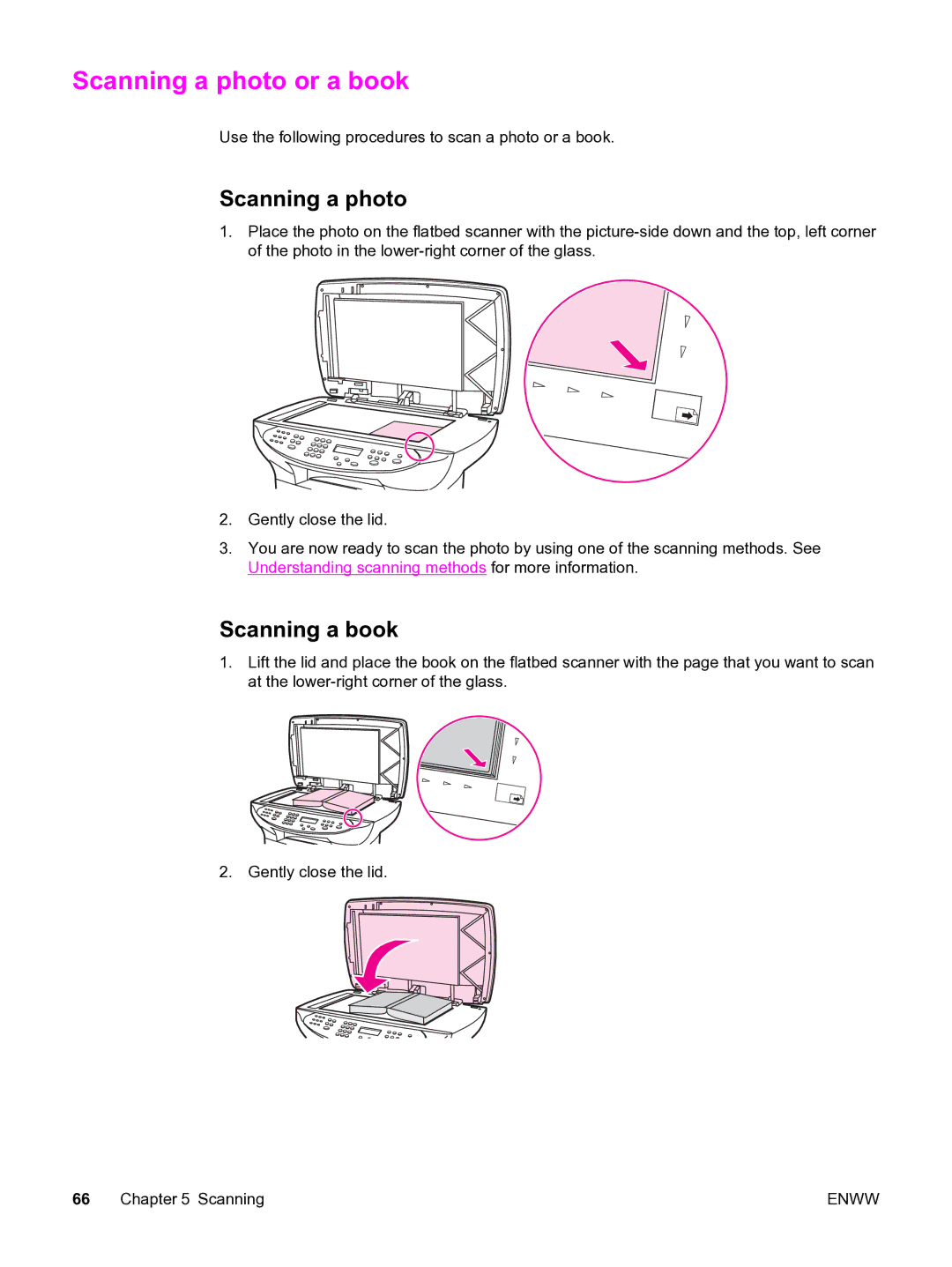 HP 3380 manual Scanning a photo or a book, Scanning a book 