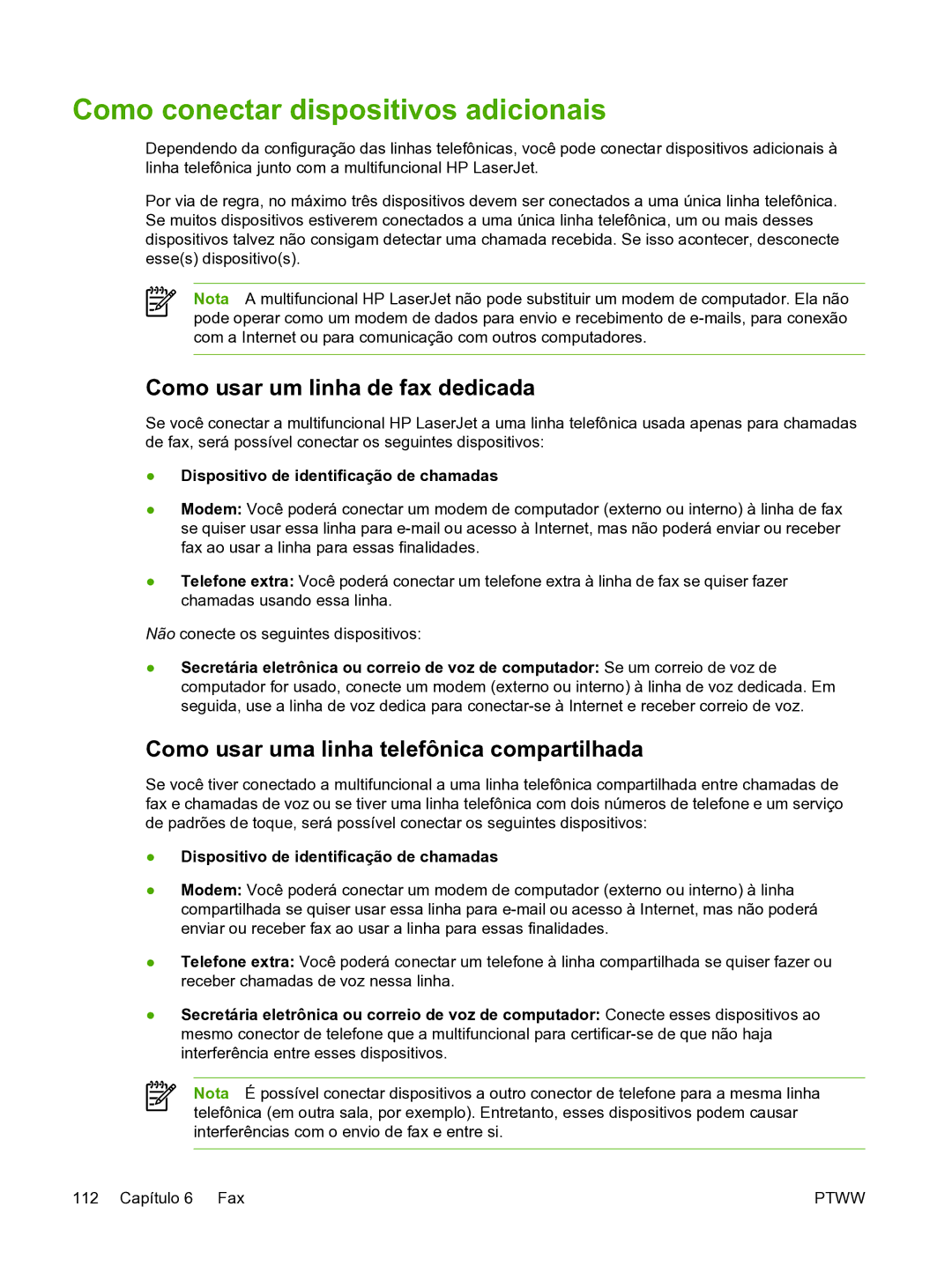 HP 3390 manual Como conectar dispositivos adicionais, Como usar um linha de fax dedicada 