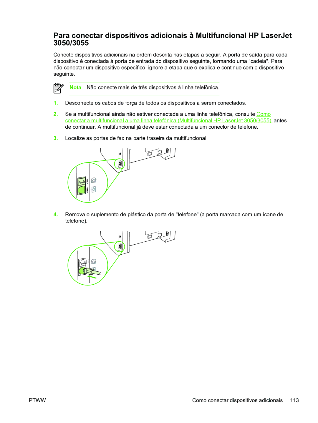 HP 3390 manual Como conectar dispositivos adicionais 