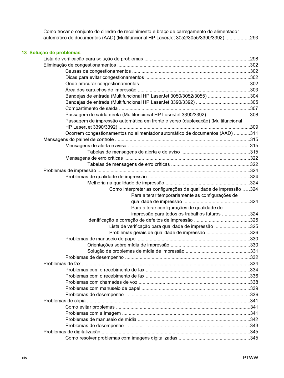 HP 3390 manual Solução de problemas, Mensagens de alerta e aviso, Problemas de desempenho, Problemas de cópia 