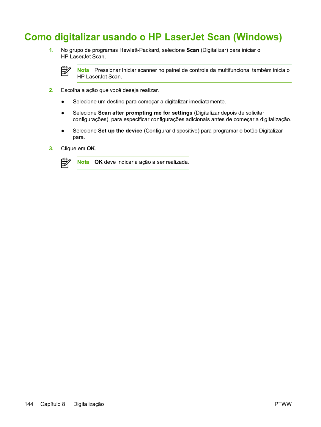HP 3390 manual Como digitalizar usando o HP LaserJet Scan Windows 