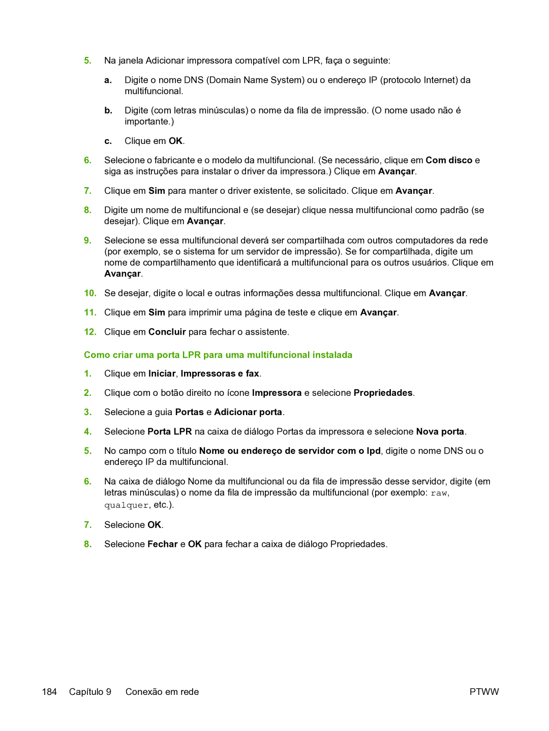 HP 3390 manual Como criar uma porta LPR para uma multifuncional instalada, Selecione a guia Portas e Adicionar porta 