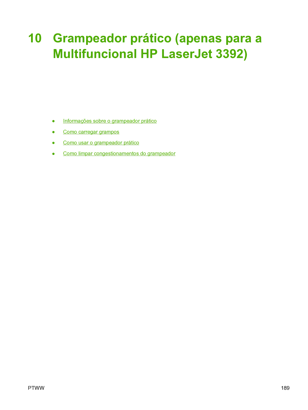 HP 3390 manual Grampeador prático apenas para a Multifuncional HP LaserJet 