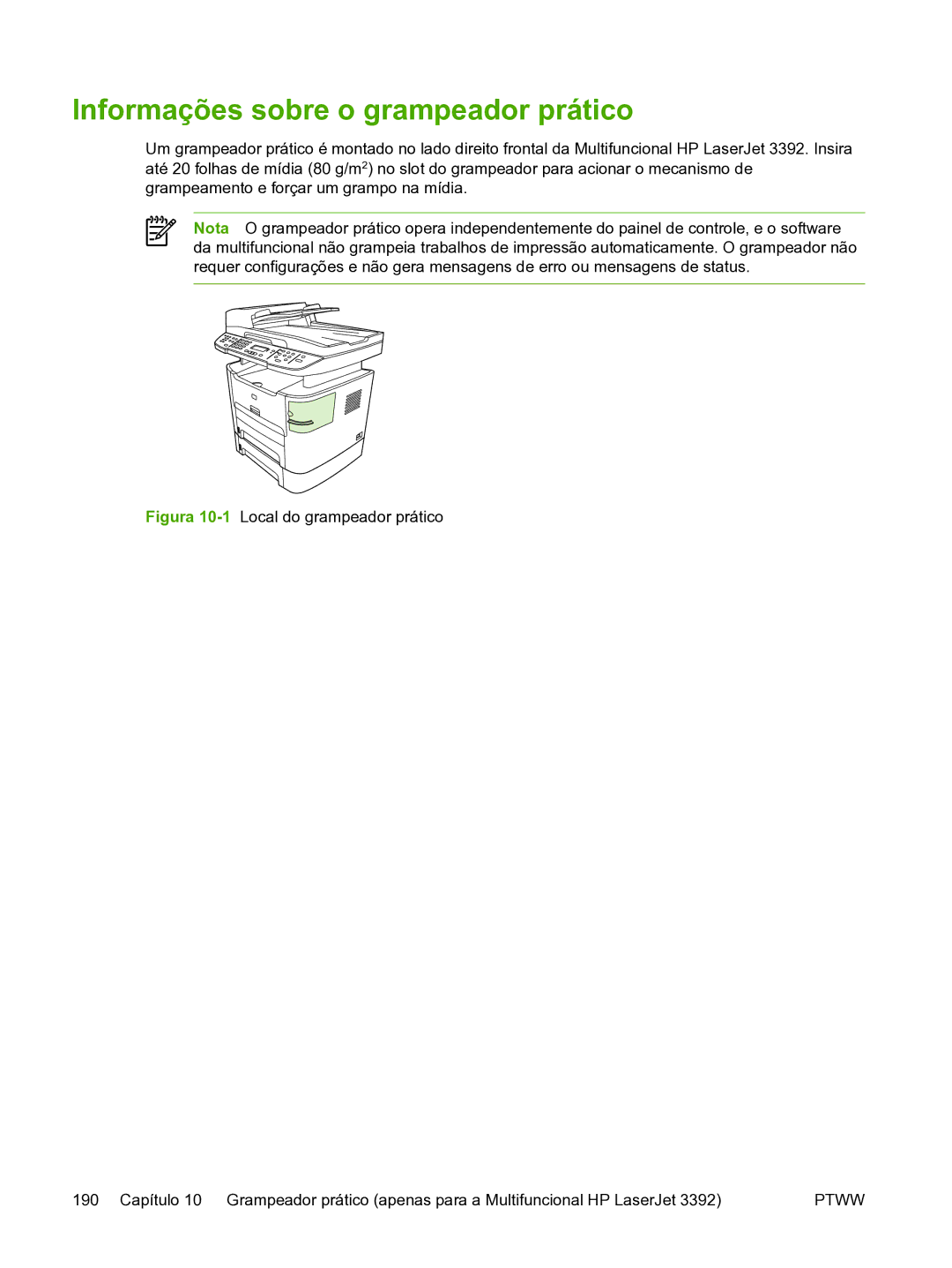 HP 3390 manual Informações sobre o grampeador prático 