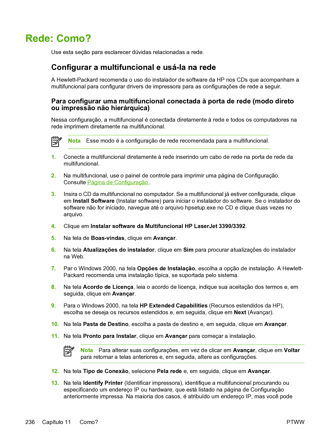 HP 3390 manual Rede Como?, Configurar a multifuncional e usá-la na rede 