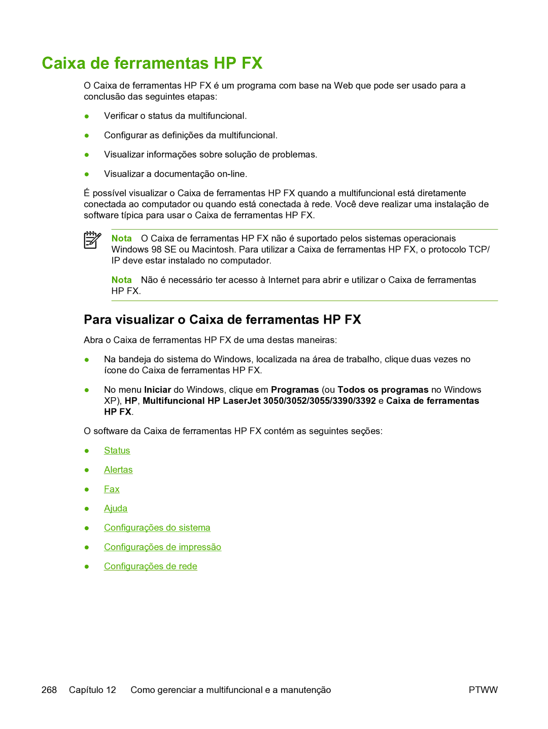 HP 3390 manual Para visualizar o Caixa de ferramentas HP FX 