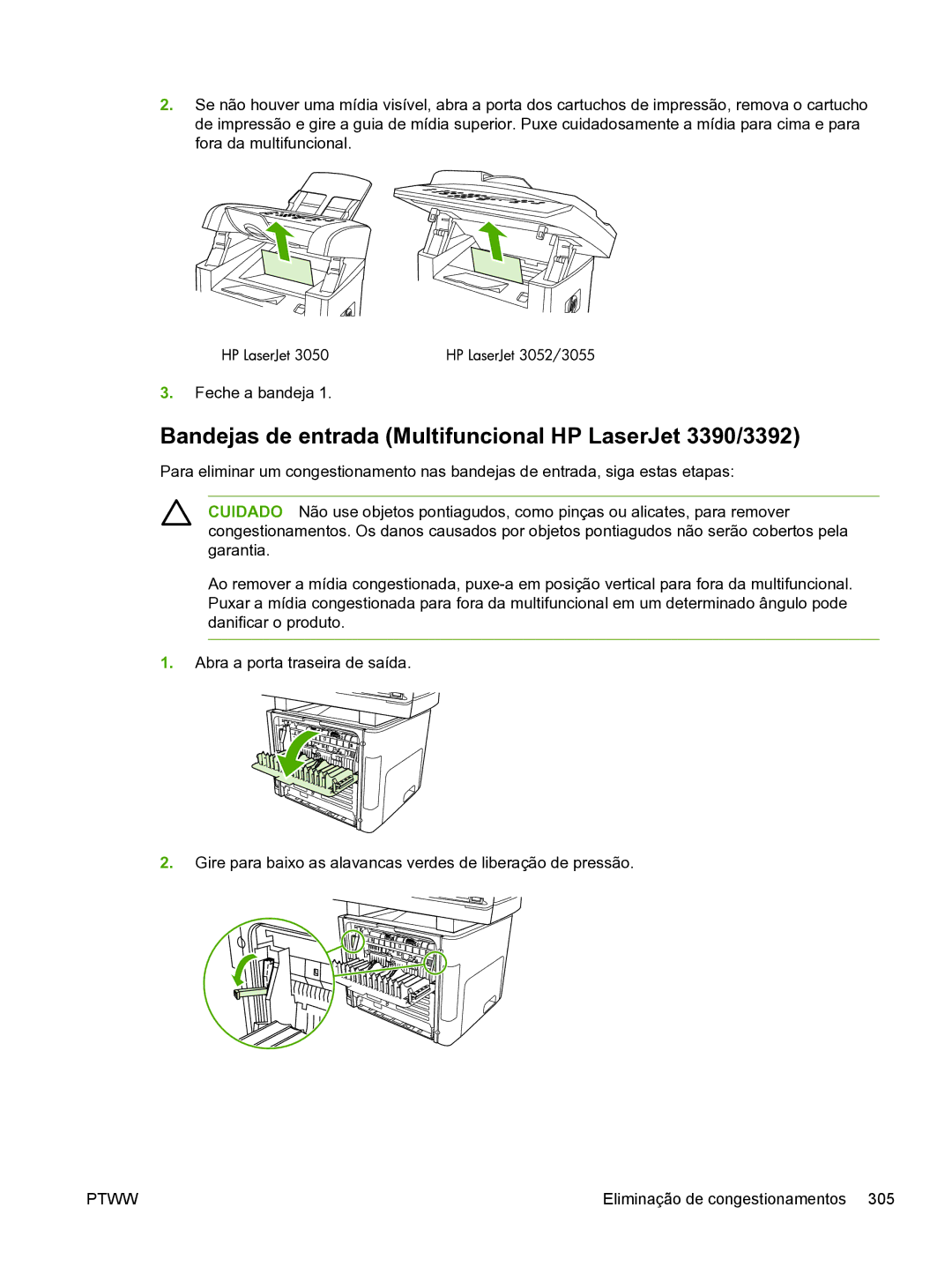 HP manual Bandejas de entrada Multifuncional HP LaserJet 3390/3392 