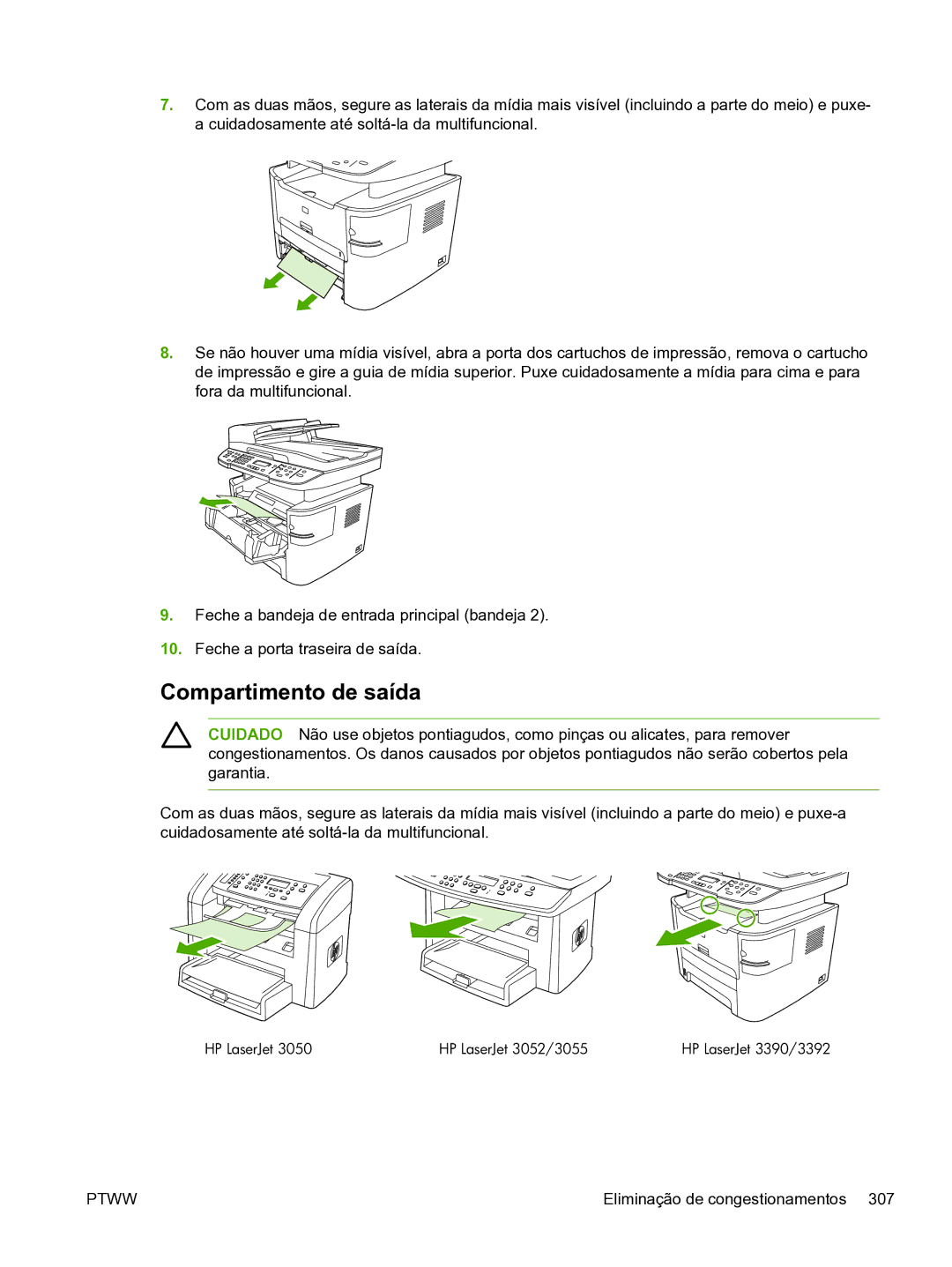 HP 3390 manual Compartimento de saída, HP LaserJet HP LaserJet 3052/3055 