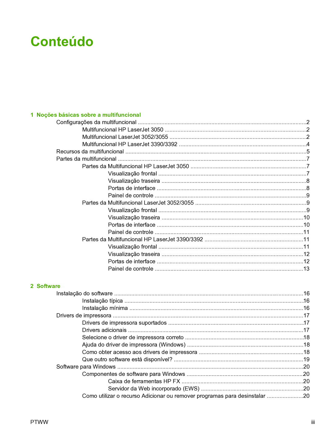 HP 3390 manual Noções básicas sobre a multifuncional, Software 