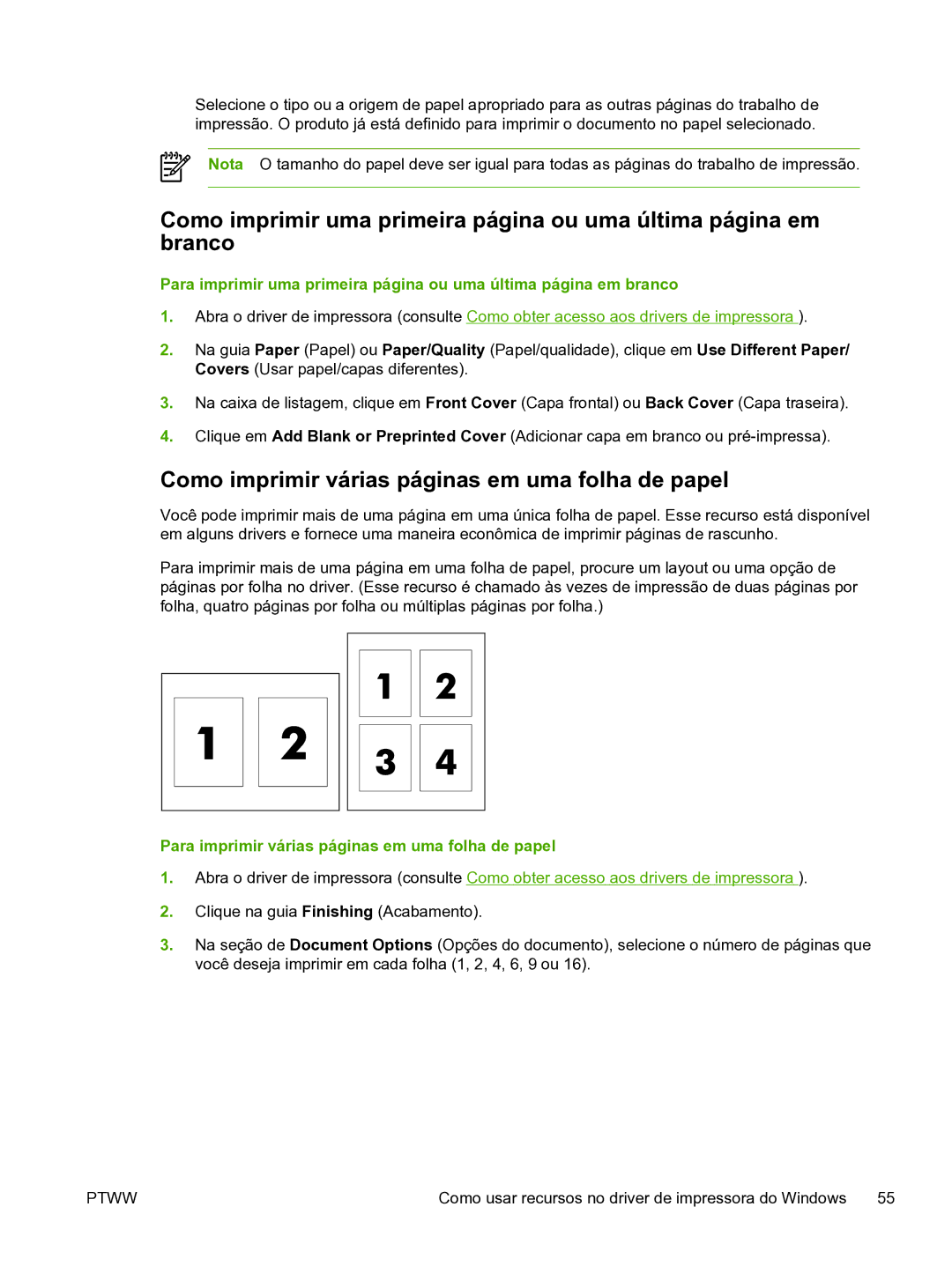 HP 3390 manual Como imprimir várias páginas em uma folha de papel, Para imprimir várias páginas em uma folha de papel 